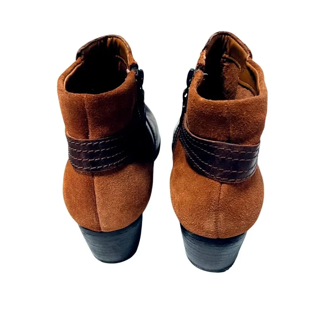 Clarks Artisan Maypearl Lilac Ankle Booties Brown Leather Suede Wms Size 7.5 NWT - Picture 4 of 7